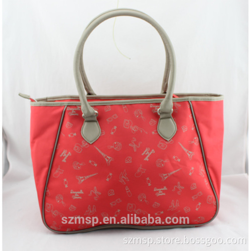 fashion polyester whole sale print simple girl handbag,young lady tote bag